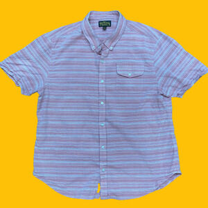 True Religion Pink Pocket Cotton Striped Button Down Shirt Women's Size 3XL